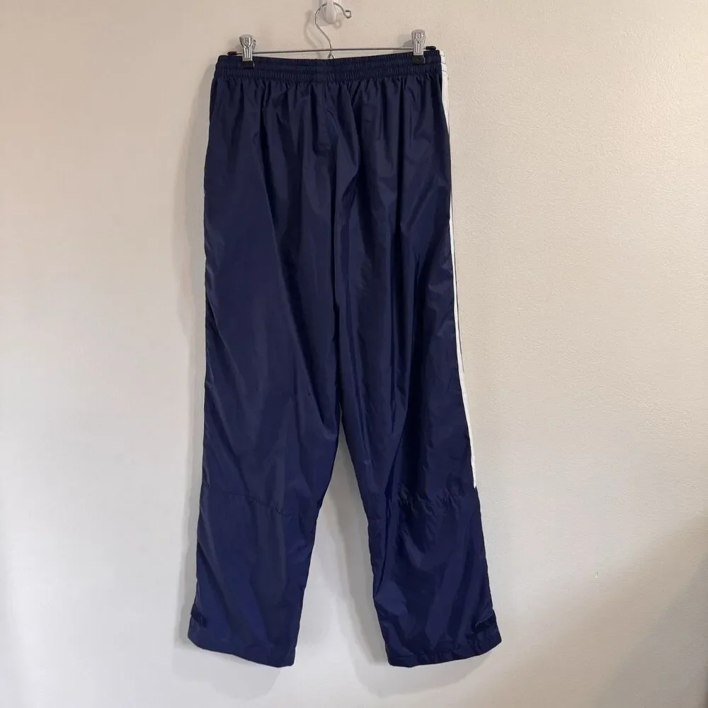 Vintage Y2K Adidas Track Pants Mens L Windbreaker Nylon Blue White Stripe Retro